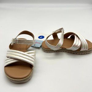 Toddler Girl's White Iridescent Sandals Sz 7 Velcro Closure Padded Straps